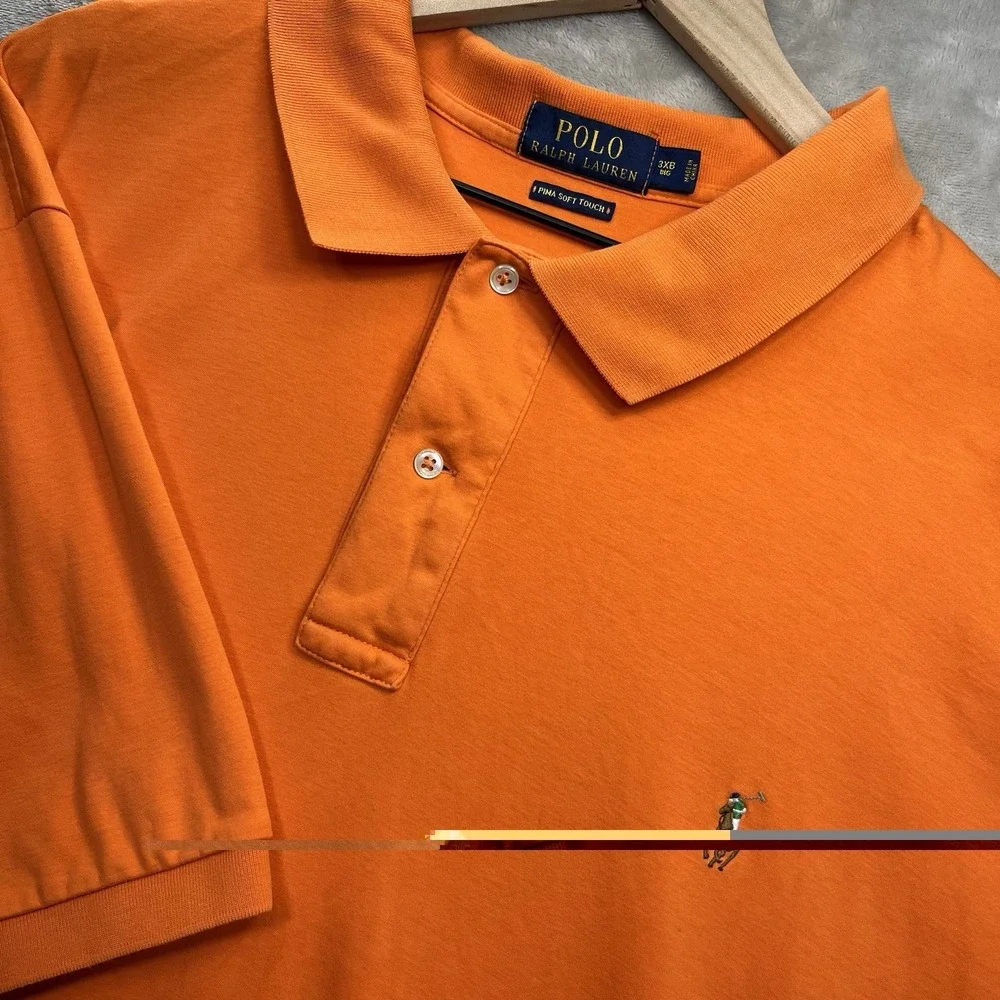 Polo Ralph Lauren Polo Shirt Men 3XB Orange Pima Cotton Short Sleeve